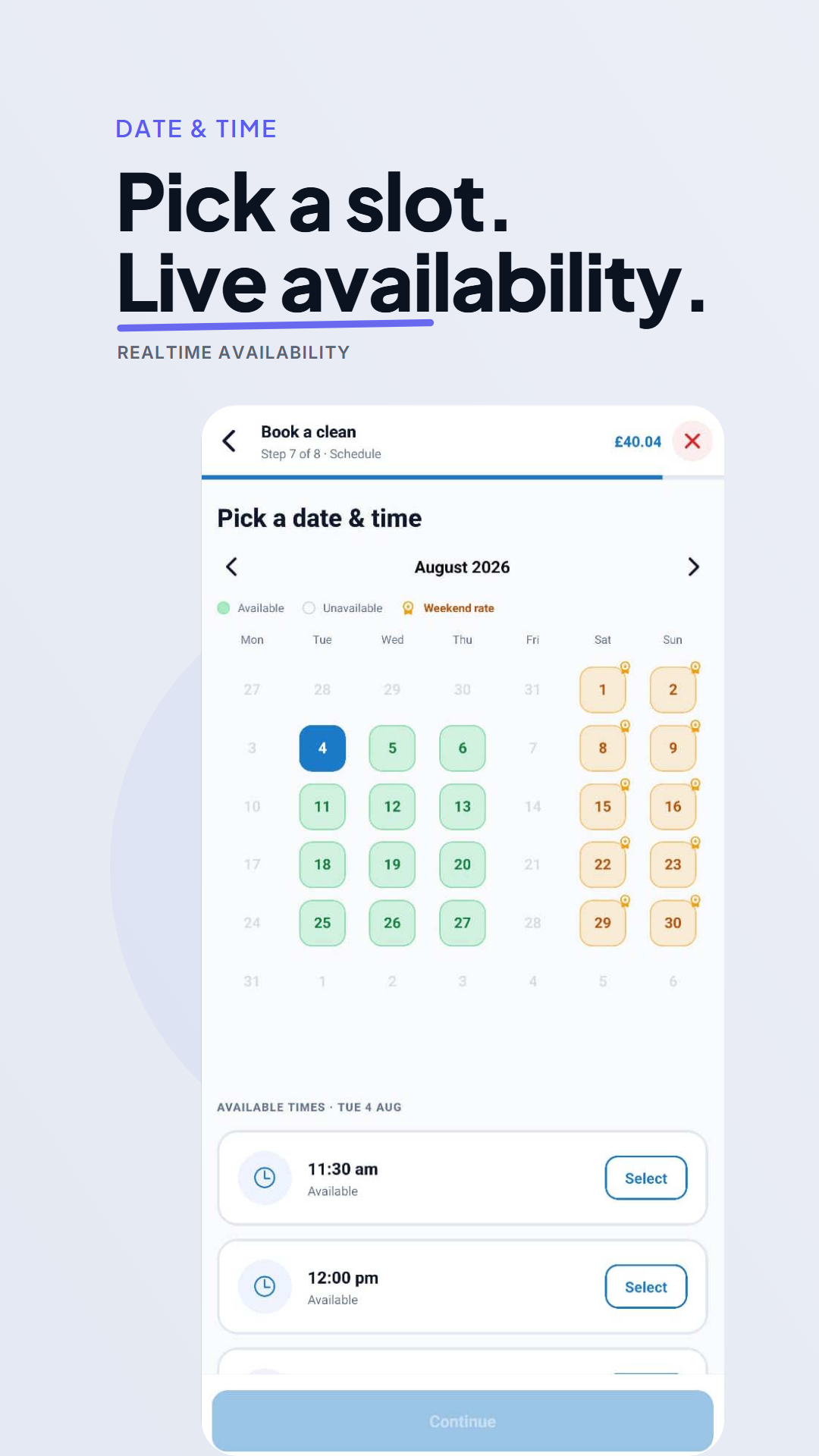 Stay on top of upcoming cleans from your phone
